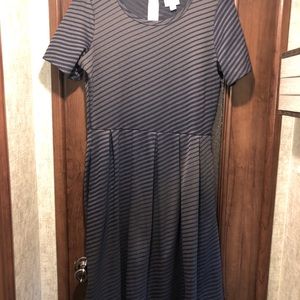 Short sleeved diagonal striped dress size L